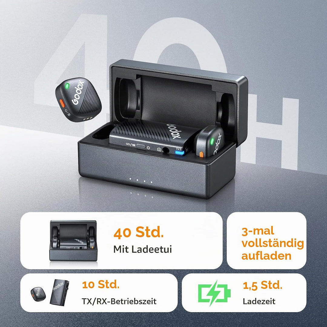 Godox Cube C Combo Kit2, Microphone Wireless Kompatibel für Kamera/Smartphone/iPhone, Rauschunterdrü