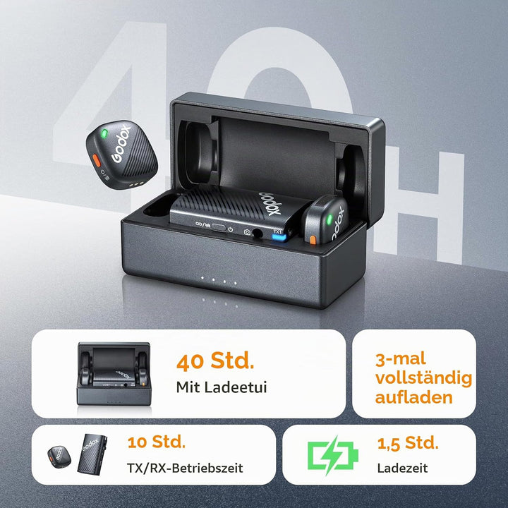 Godox Cube C Combo Kit2, Microphone Wireless Kompatibel für Kamera/Smartphone/iPhone, Rauschunterdrü