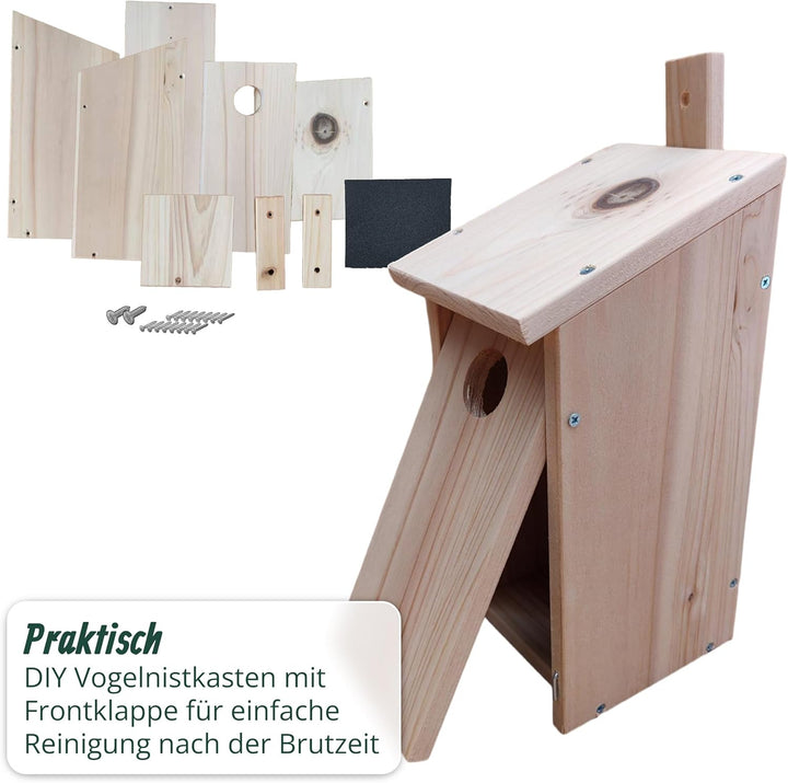 Relaxdays Nistkasten Bausatz für Vögel, 2er Set, 32 mm Flugloch, HBT 26x12x13,5 cm, Vogelhaus selber