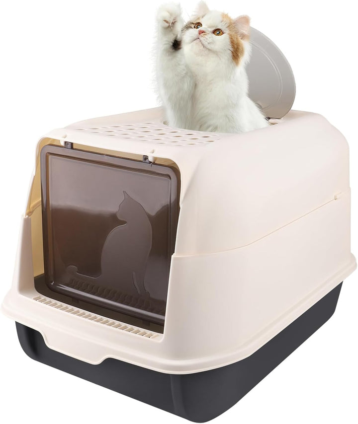 Katzenklo mit Deckel Schaufel Aktivkohlefilter, Katzenklo, Katzentoilette,ausziehbares Tablett, Scha