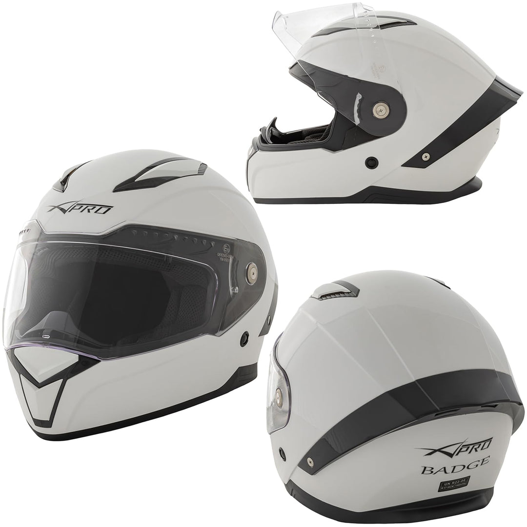 Integralhelm Motorradhelm Rollerhelm Anti-Kratz-Visier Touring Sport 57-58 cm ( M) Weiss, 57-58 cm (