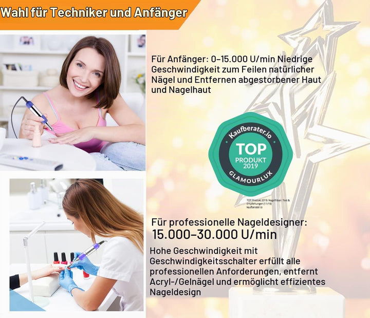 Véfaîî® JD700 Nagelfräser Elektrische 30000 U/min Professionelle Nagelfeile Maniküre Pediküre Set Ge