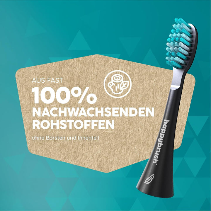 happybrush® Nachhaltige Aufsteckbürsten für elektrische Schall-Zahnbürste Eco VIBE 3 - Schwarz/Mint