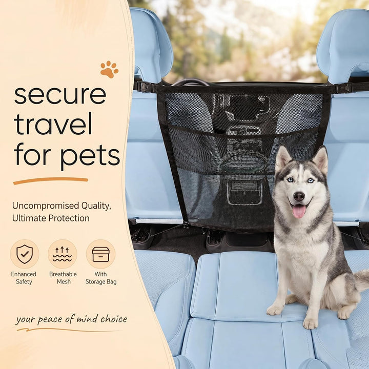 Hundetrennnetz Auto, Sicherheitsbarriere mit Aufbewahrungstasche | Robustes Nylongewebe, universell