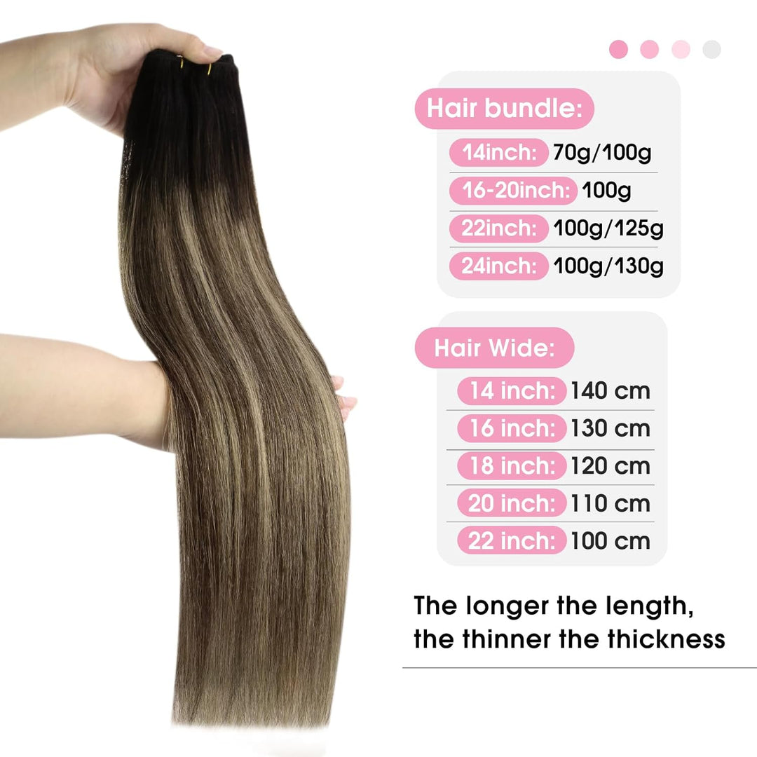YoungSee Echthaar Tressen Balayage Tressen Echthaar Schwarz Ombre Braun Blond Haartressen Echthaar 5