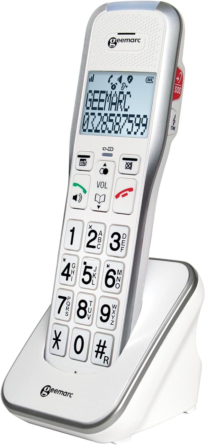 Geemarc Amplidect 595 Photo Duo - Verstärkte Festnetztelefone mit SOS-Funktion, starkem Klingelton u