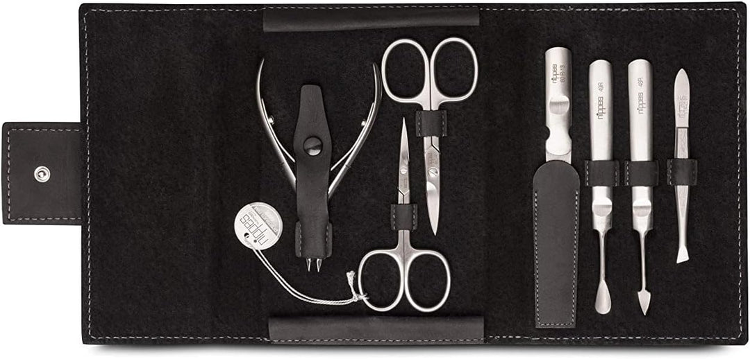 nippes Solingen Premium Line Maniküre Set Tabard, 7-teilig, Edelstahl rost- und nickelfrei, Rindlede
