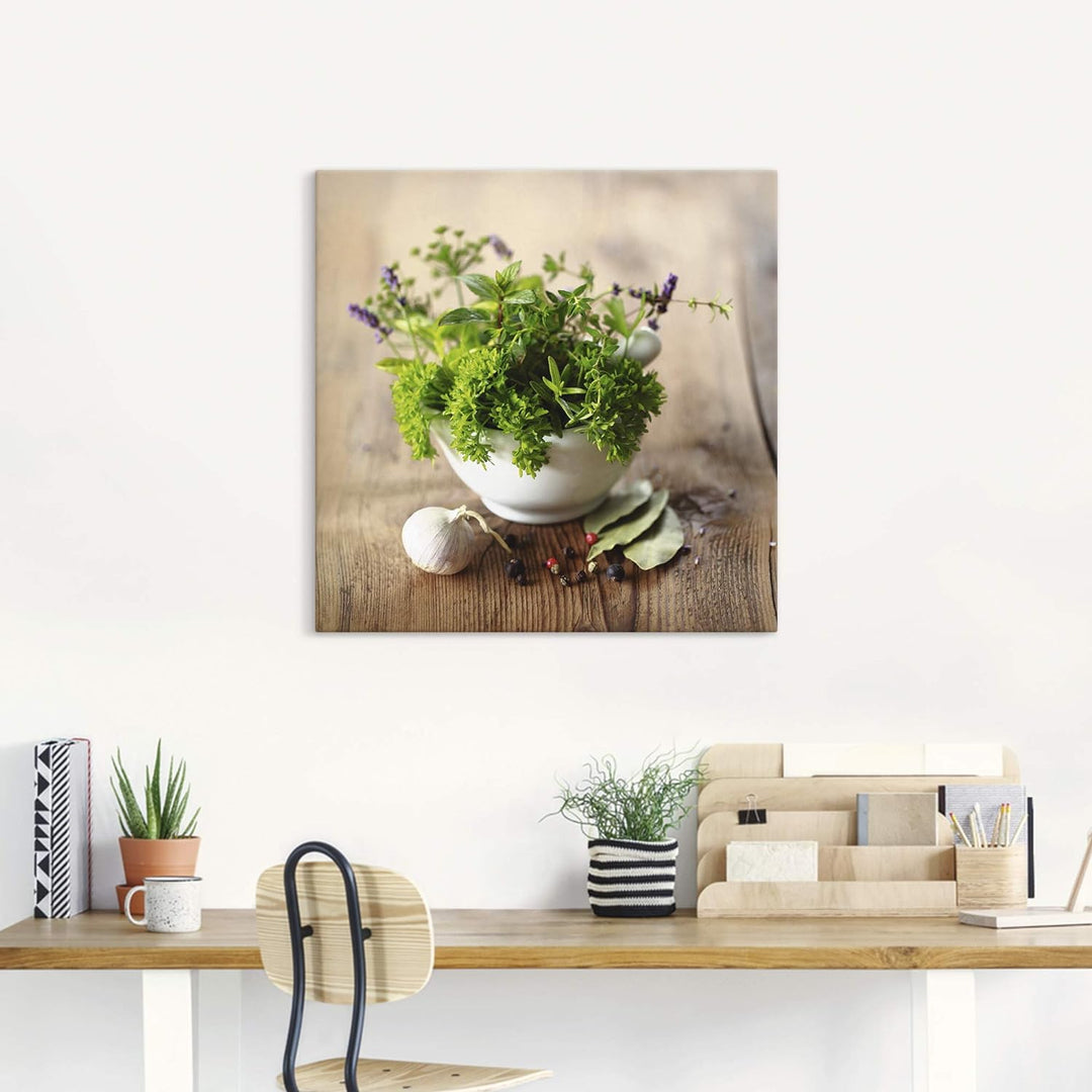 Artland Leinwandbild Wandbild Bild auf Leinwand 50x50 cm Wanddeko Kräuter Gewürze Lebensmittel Essen
