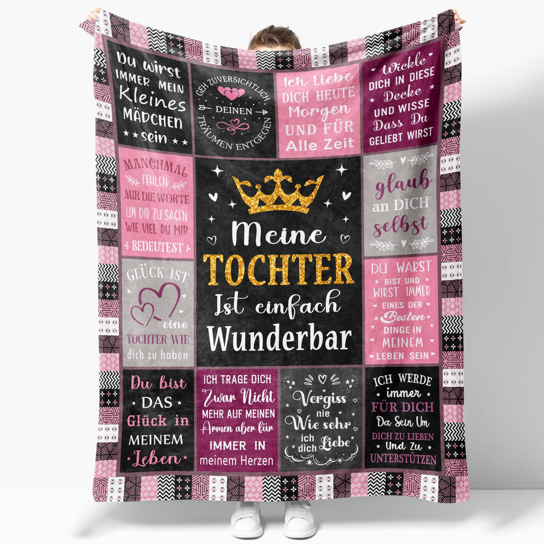 Tochter Geschenk Decke 130X150CM, Geschenk für Tochter von Mama Mutter Papa, Rosa Kreatives Geschenk