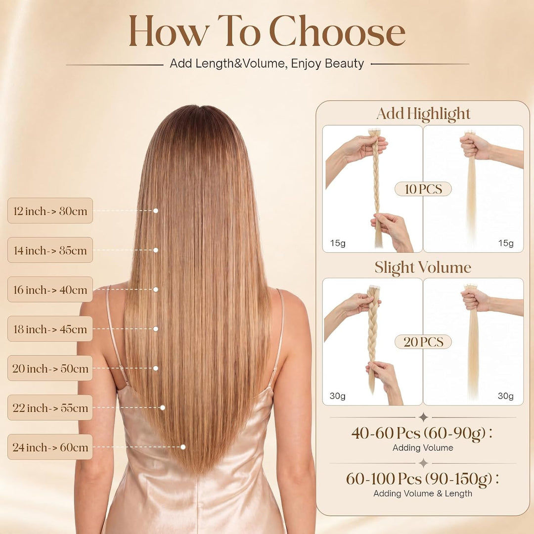 Rich Choices Tape Extensions Echthaar Extensions Tape Haarverlängerung Echthaar Tape in Extensions K
