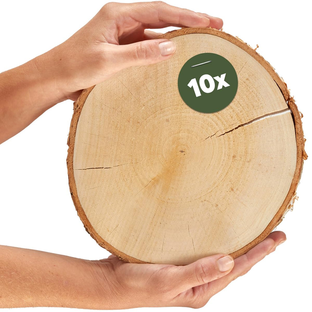 Grosse Holzscheiben in 20 cm (18-22cm) Durchmesser für DIY Basteln und Dekorieren - 10 Stück runde B