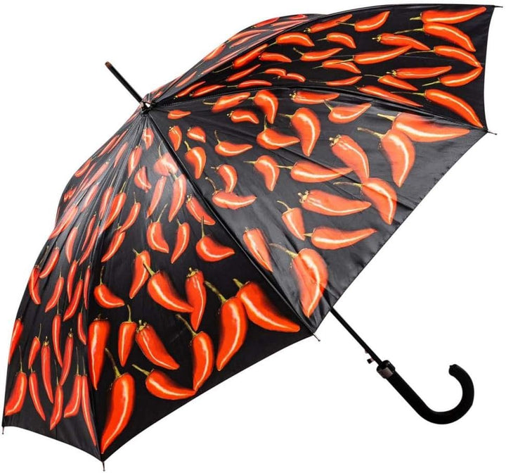 LUCKYWEATHER Regenschirm Stockschirm Damen/Herren Motiv Chili Peppers Auf-Automatik I Stockregenschi