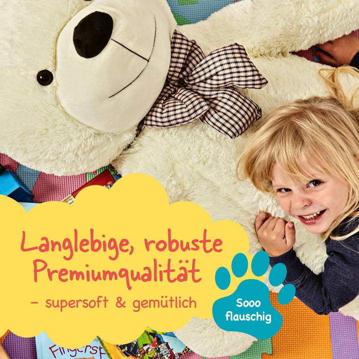 Lumaland XXL-Teddy mit Knopfaugen | Höhe: 120 cm | Süsser Jumbo-Kuschelbär aus hochwertigem Plüsch V