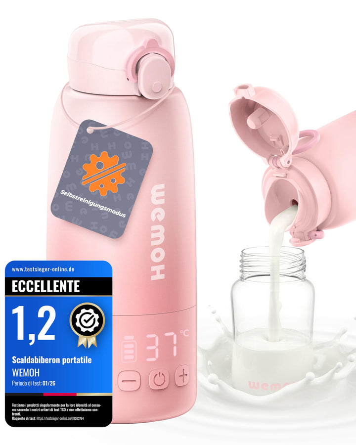 Tragbarer Flaschenwärmer Baby unterwegs mit Selbstreinigungsfunktion, 100W Schnellaufwärmung für Mut