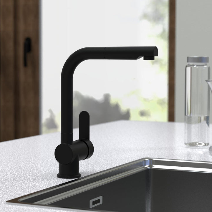 Schütte Niederdruck Küchenarmatur LONDON mit ausziehbarer Geschirrbrause, Armatur für Boiler/Unterti