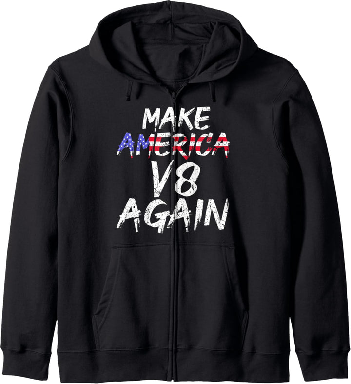 Make America V8 Again Muscle Car Drag Racing Trump Joke Kapuzenjacke