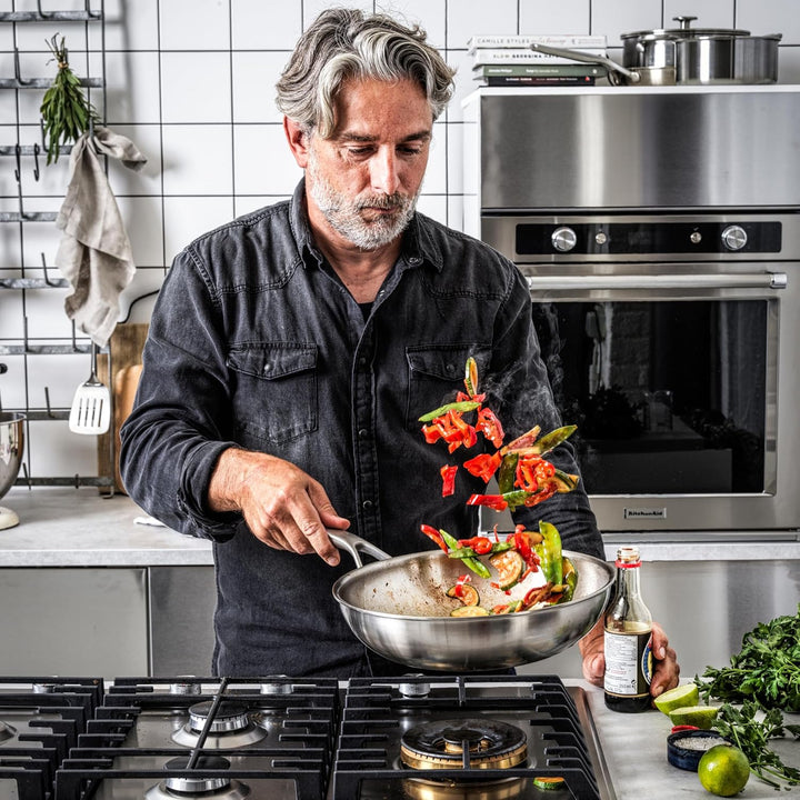 KitchenAid MultiPly 3PLY Stainless Steel PFAS-freier Wok mit Glasdeckel, 28 cm/3,57 L, Dreifach, Mul