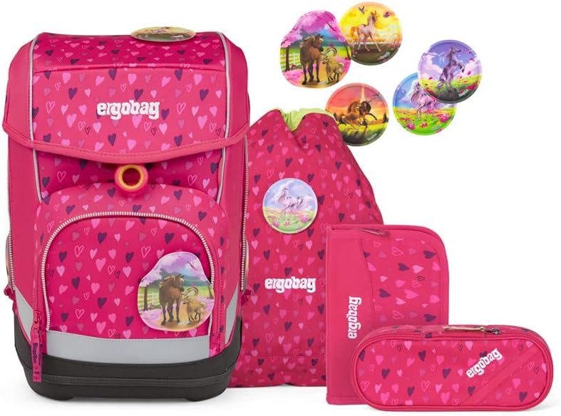 ergobag Unisex Kinder Cubo Tagesrucksack Einheitsgrösse Hufbäreisen - Pink, Einheitsgrösse Hufbäreis