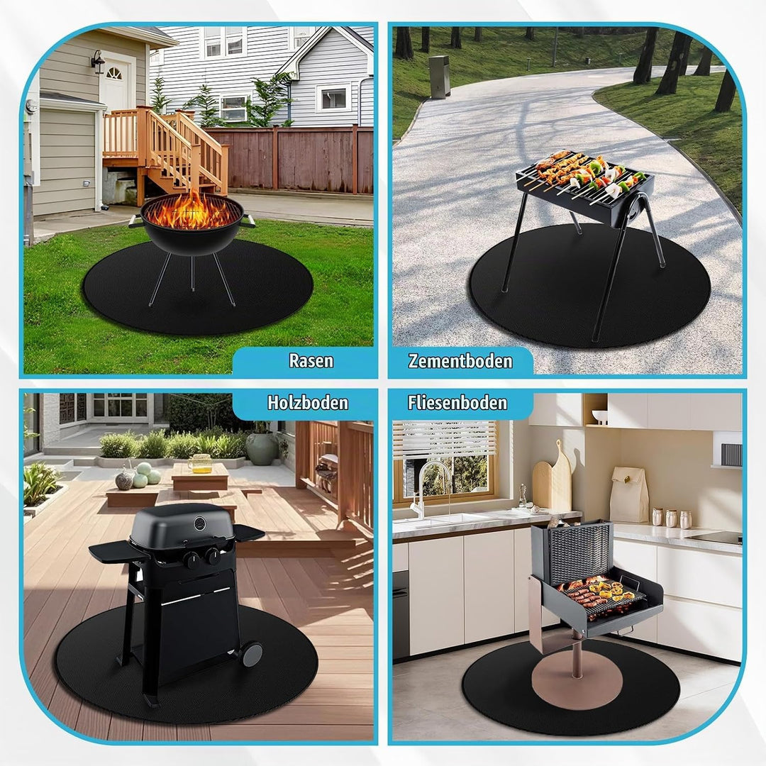 Rund Feuerfeste Unterlage, 120cm/48in BBQ Hitzeschutzmatte Wiederverwendbar Gross Grillmatte FüR Gas