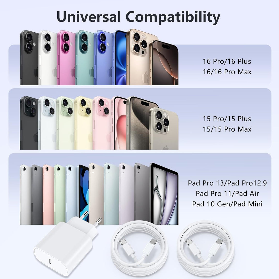 USB C Ladegerät für iPhone 16 15 17/16 15 17 Pro/16 15 17 Pro Max/16 15 Plus/17Air/17E, 20W USBC Sch