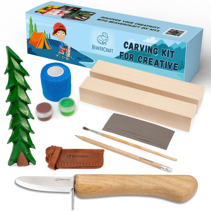 BeaverCraft Holzschnitzset für Kinder und Anfänger DIY08 – Holzschnitzset für Kinder, Starterset, Ho