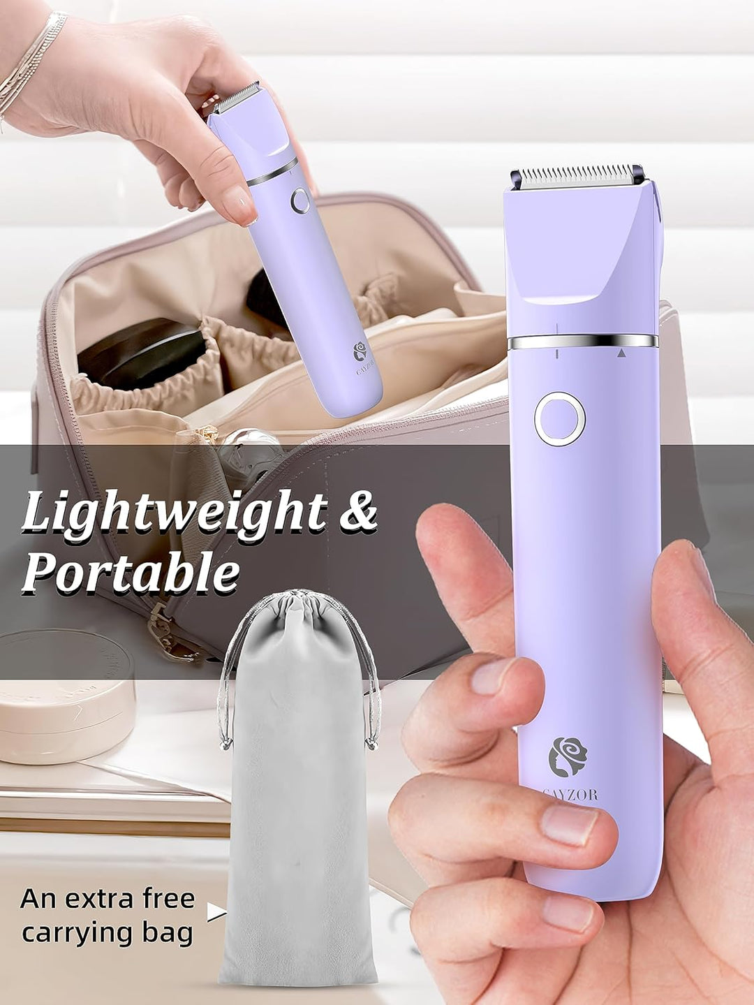 Cayzor Intimrasierer für Frauen - 2 in 1 Nass/Trocken Wasserdicht Rasierer Damen Intimbereich Kabell
