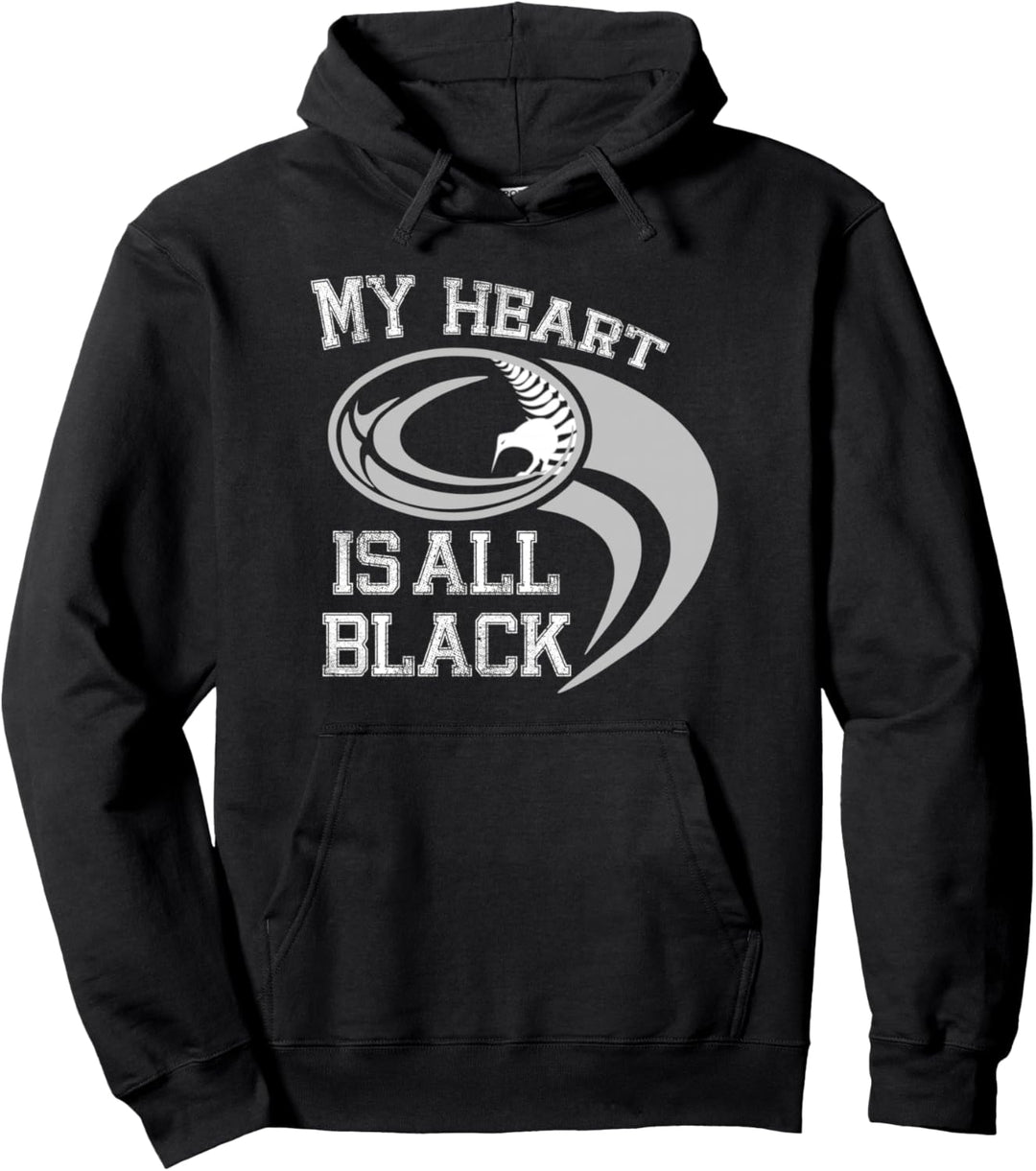 My heart is all black - Rugby New Zealand Fan Pullover Hoodie