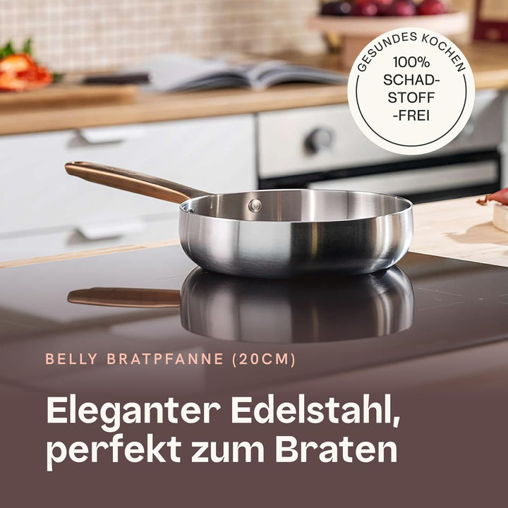 Berghoff Home Edelstahl Pfanne 20cm – ohne PFAS – Universalpfanne für alle Herdarten – Pfanne Indukt