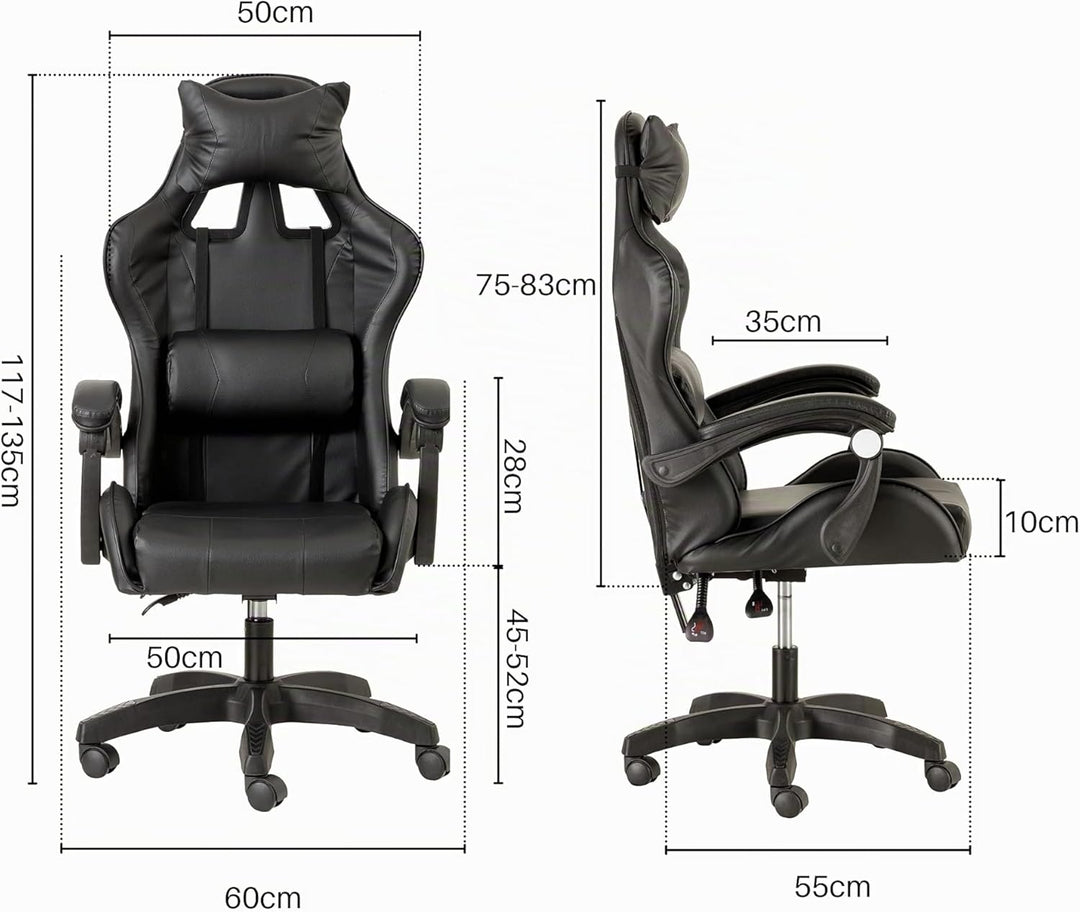 Baroni Home Gaming-Stuhl, ergonomischer Bürostuhl, gepolstert Gaming Sessel mit bequemer, Verstellba