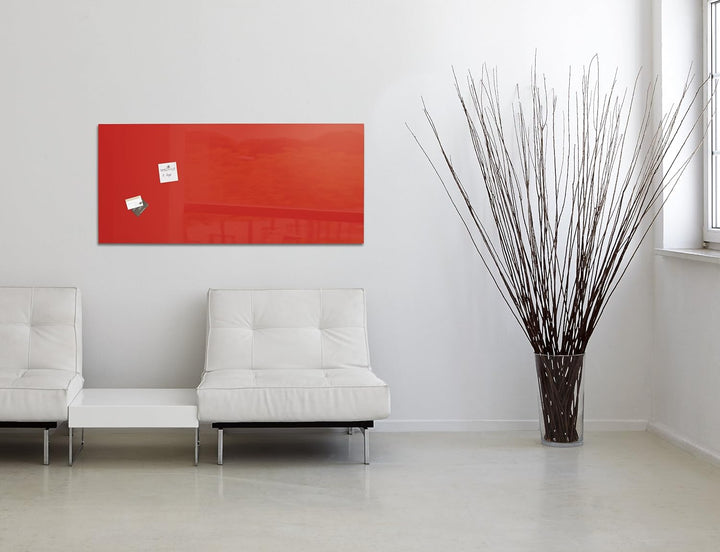 SIGEL GL147 Premium Glas-Whiteboard 91x46 cm rot hochglänzend, TÜV geprüft, einfache Montage, Glas-M