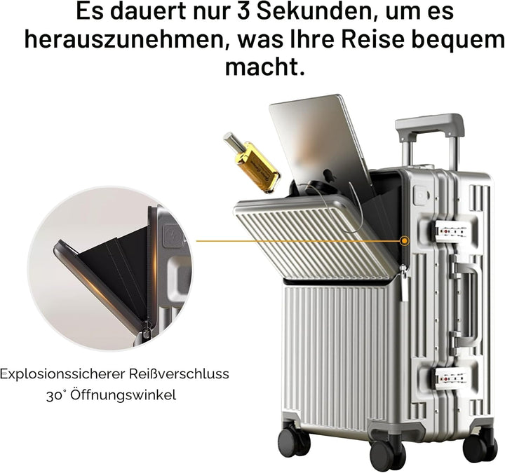 Handgepäckkoffer für Frühjahr/Sommer, fluglinienzugelassen, mit TSA-Schloss, 360°-Rollen, PC-Hartsch