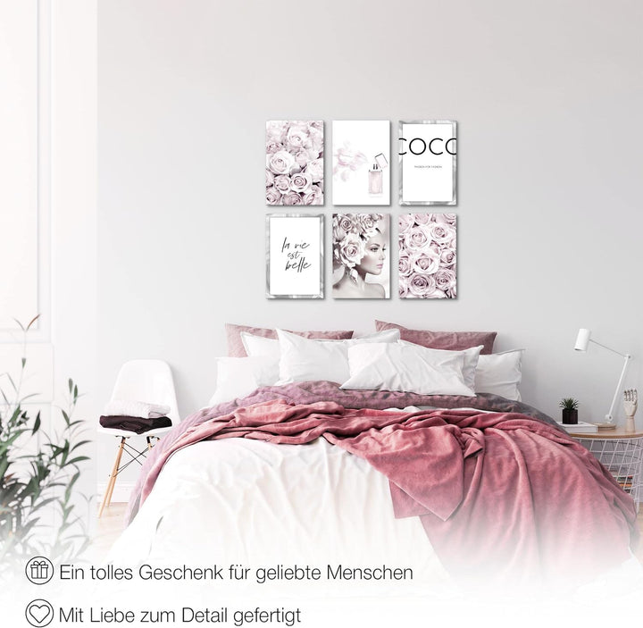 Novart Wandbilder Set - KOMPLETT AUFHÄNGFERTIG - Made in Germany - Moderne Bilder Coco Fashion Wohnz