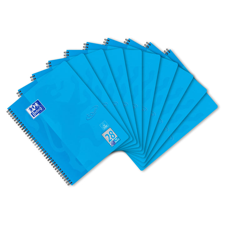 Oxford Touch Collegeblock A4 kariert mit Doppelrand, 80 Blatt, blau, 10 Stück Single, Single