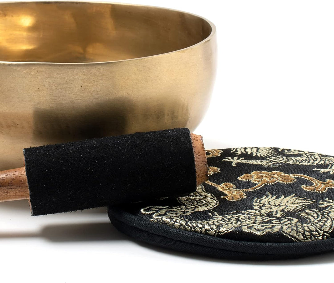 Tibetische Klangschale I ca. 300 g I für Meditation, Yoga, Achtsamkeit I Inkl. Klöppel/Pad I Handges