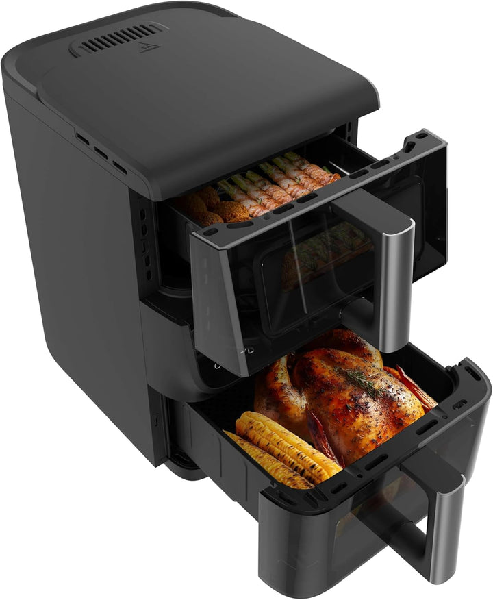 Cecotec Air Fryer 10 l Cecofry DuoLevel 10000 DuoSize Window. 2000 W, vertikales Design, 2 Behälter