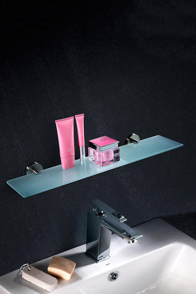 Ambrosya - Ablage aus Edelstahl und Glas - Wandregal Badablage Duschregal Badregal Glasablage Wand B