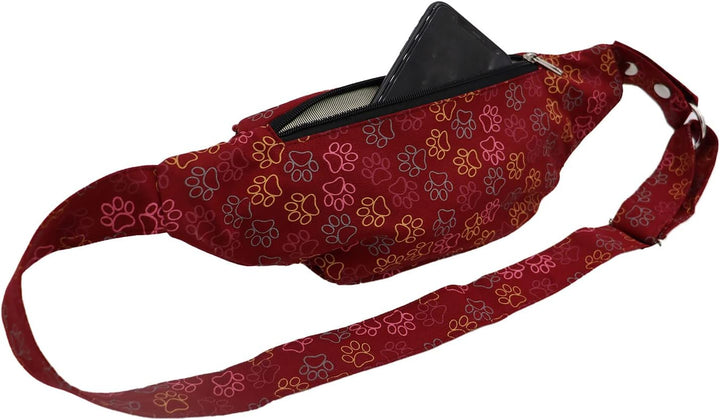 Nijens Hüfttasche Torino mit Pfoten Pfötchen | Leckerlitasche | Gürteltasche | Gassitasche | Bauchta