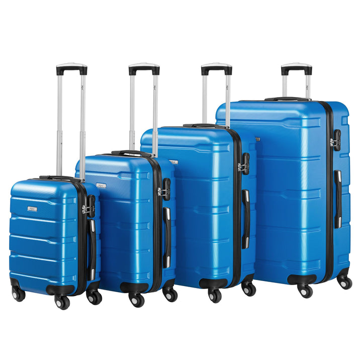 Zelsius Koffer Set 4 Stück, Blau | ABS Hartschalenkoffer mit Zahlenschloss, 4 Rollen und Innen Trenn