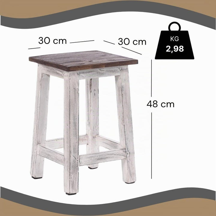DESIGN DELIGHTS RUSTIKALER Holz SITZHOCKER Madero | 48x30x30 cm (HxBxT), Recyclingholz | Holzhocker
