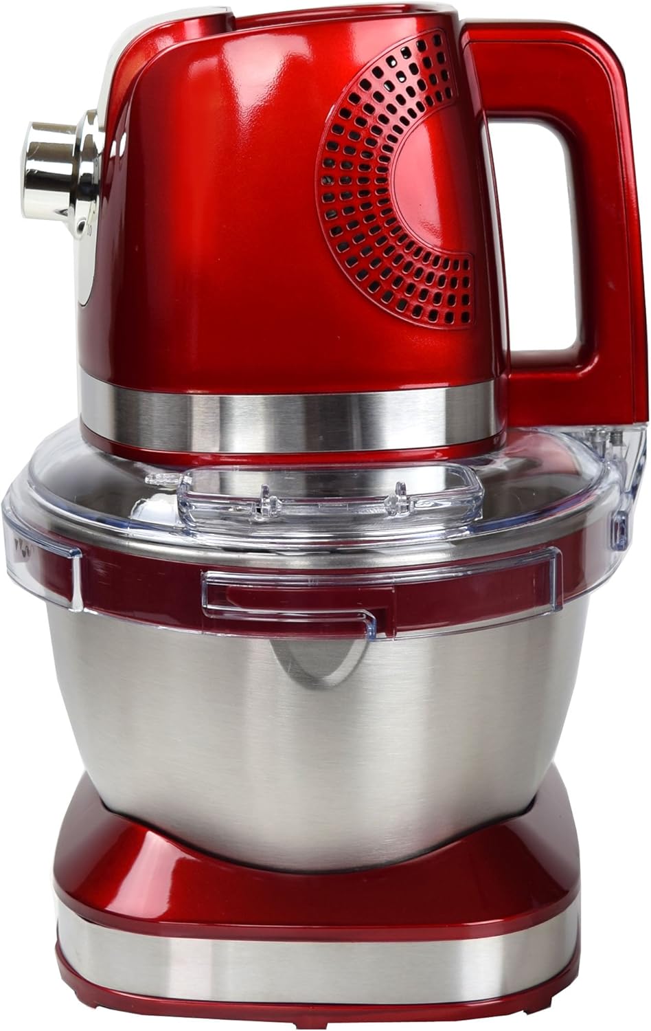 Syntrox Germany KM-600W Küchenmaschine Knetmaschine Mixer, Edelstahl-Behälter, 4 Liter, rot