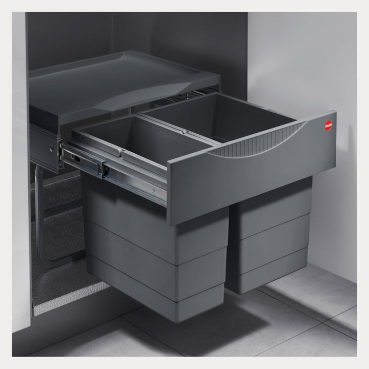 Hailo Abfallsammler 3644901 | 2fach Raumspar Tandem Abfalltrennsystem | 18 + 12L Inneneimer im Teles