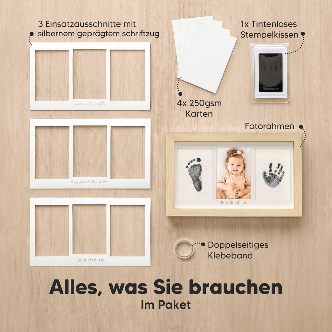 KeaBabies Tintenloses Baby Handabdruck und Fussabdruck set (Ash Wood) | No Mess Tintenauflage für Ba