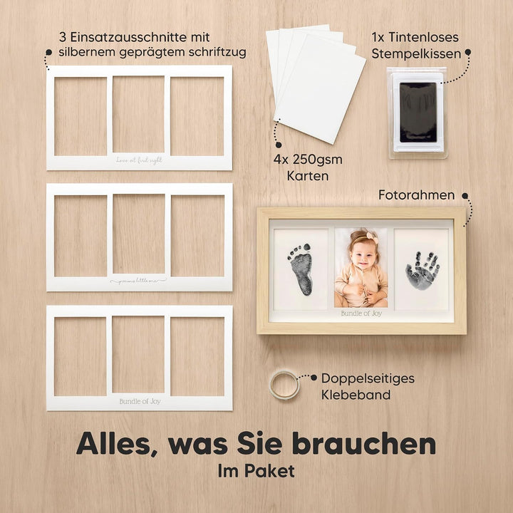 KeaBabies Tintenloses Baby Handabdruck und Fussabdruck set (Ash Wood) | No Mess Tintenauflage für Ba