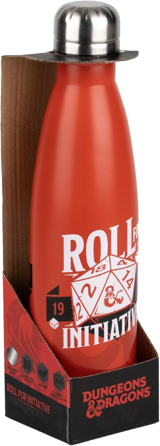 Konix Dungeons & Dragons Isolierflasche - Edelstahl - 500 ml - Roll for Initiative-Motiv - Rot Dunge