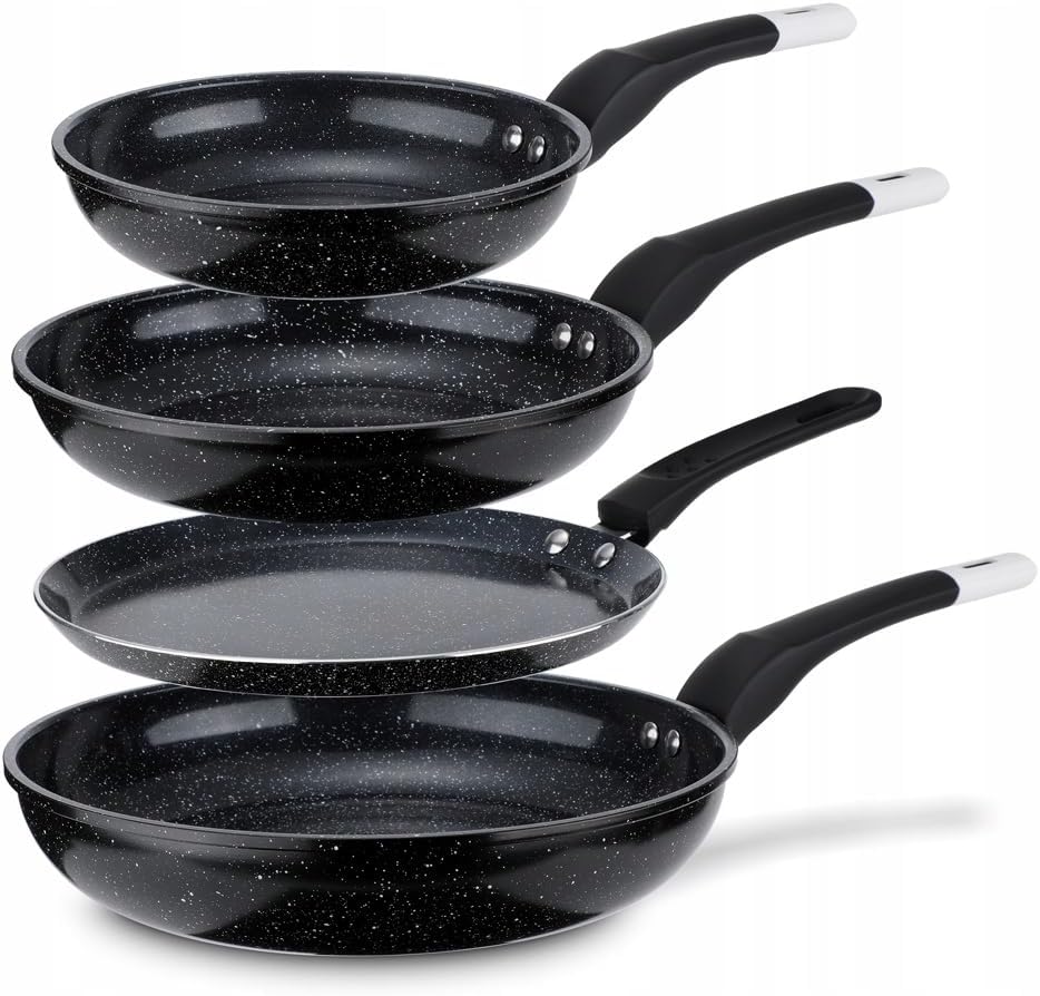 EliteHoff Pfannenset Induktion 4-teilig, Bratpfannenset (20/24/28 cm) + crepe pfanne 24 cm, Induktio