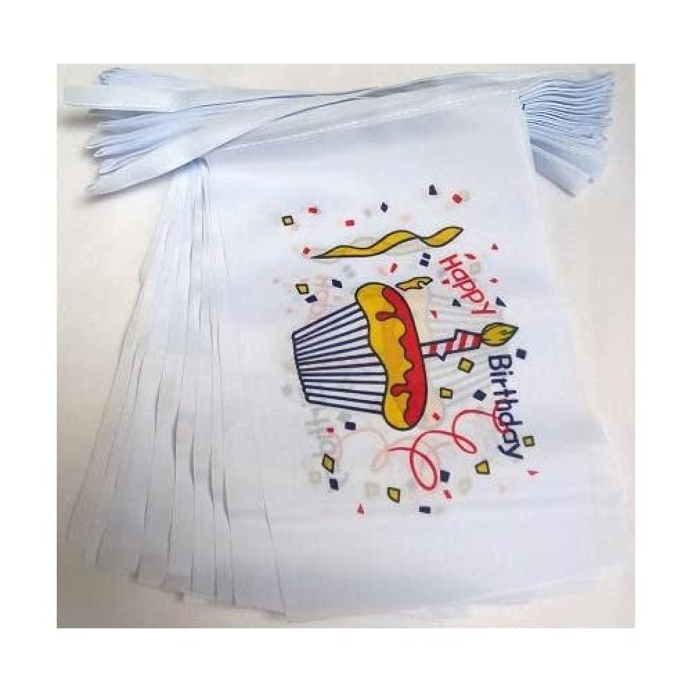 AZ FLAG - Fahnenkette Alles Gute Zum Geburtstag Geburtstag Kuchen 6 Meter Mit 20 Flaggen - 21x14 cm