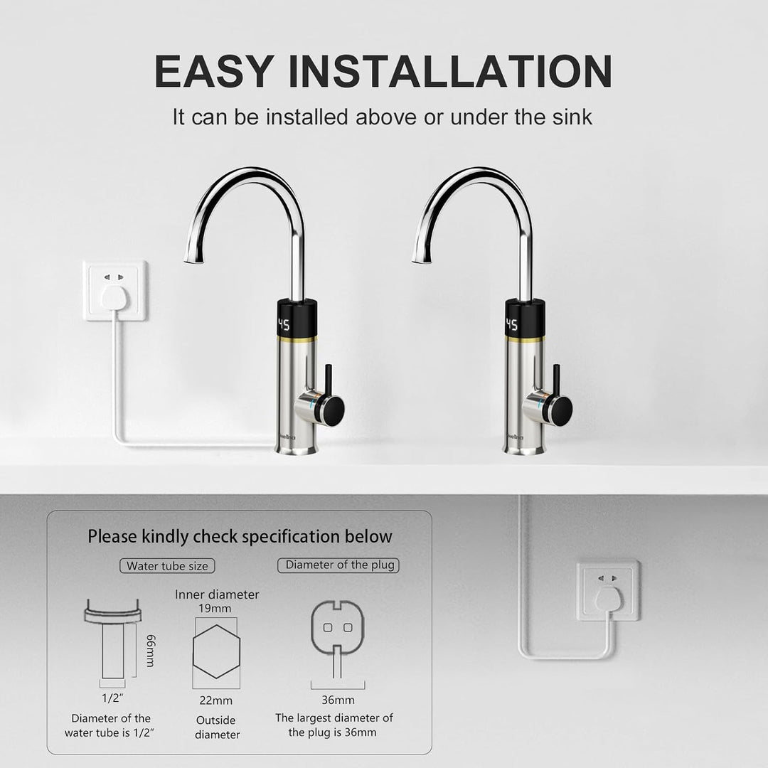 Küche elektrische Wasserhahn, schnelle Heizung Wasserhahn, Edelstahl Warmwasser mit digitaler Anzeig