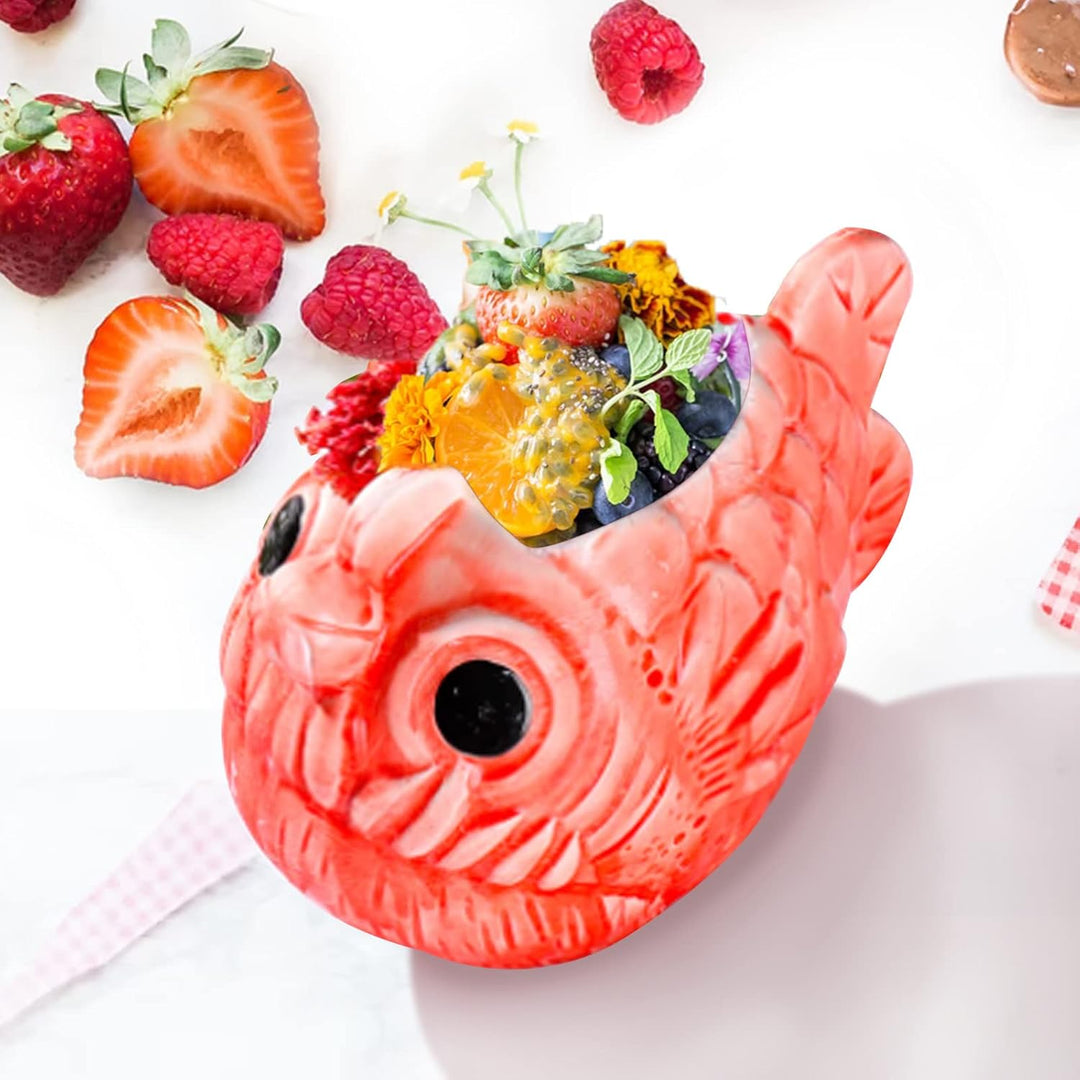 Tiki-Tassen-Set Fische Hawaii-Party-Becher aus Keramik für Cocktails hochwertiges Tassen-Set mit 2 T