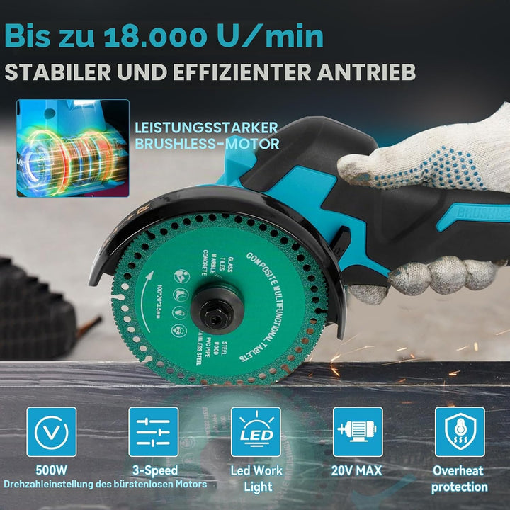 Akku-Winkelschleifer für Makita 18 V, bürstenloser Mini-Winkelschleifer, 18000 U/min, 100 mm, kleine