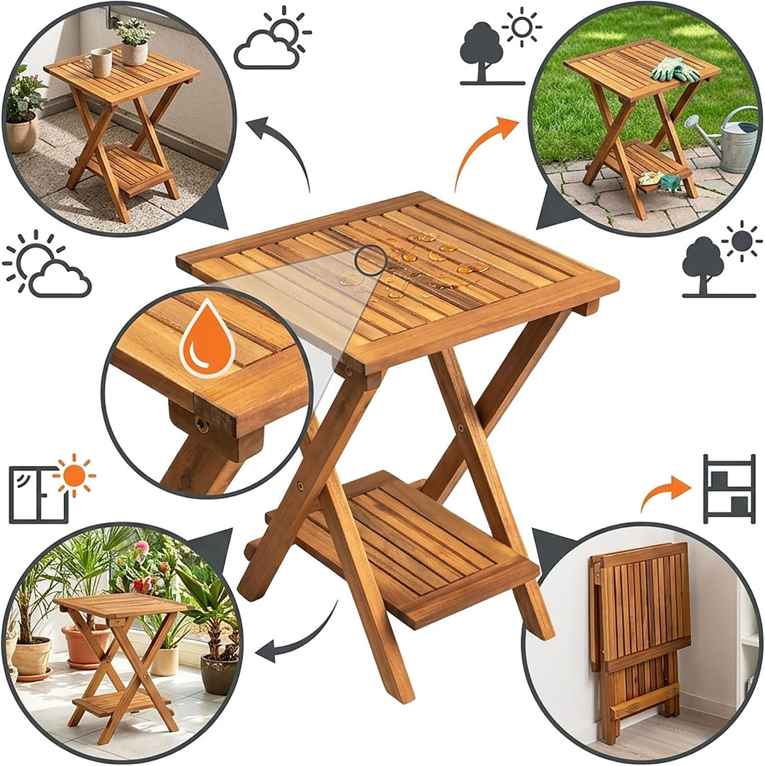 Spetebo Akazienholz Garten Beistelltisch klein geölt für Aussen 35 x 35 cm | Beistelltisch aus 100%